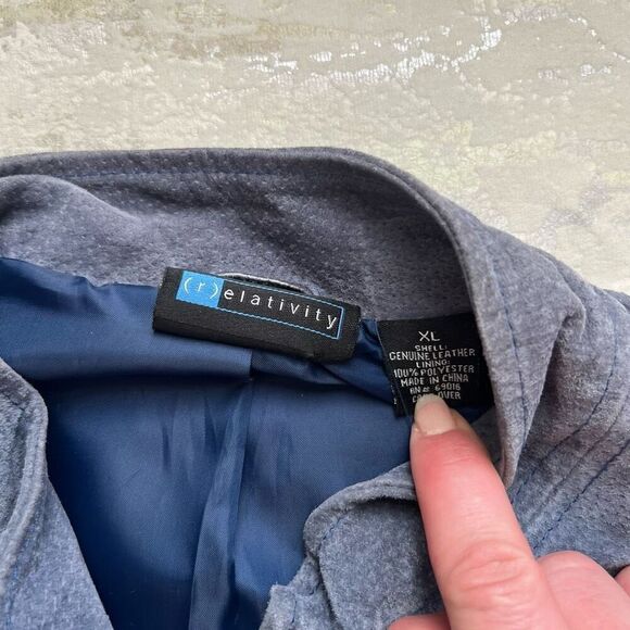Relativity Suede Blue Jacket y2K - Picture 7 of 15